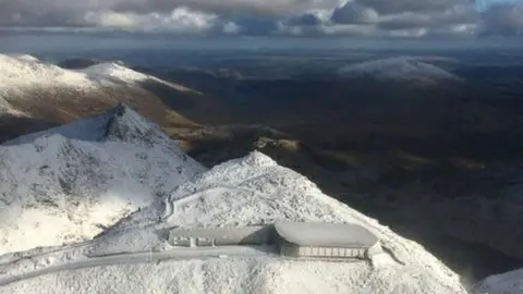 Snowdon Summit Snowy Snowdon summit