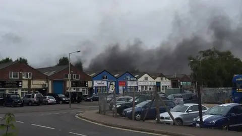 @ashleycashfield Smoke over an industrial unit in Norwich