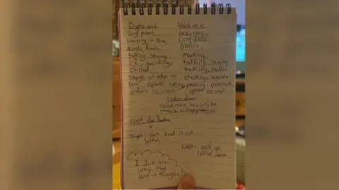 Colchester City Ladies A notebook with detailed markings of the England game against Sweden in the Euros