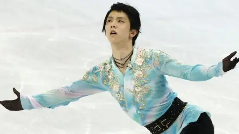 Reuters Yuzuru Hanyu performing his free skate in the men's figure skating event at the Beijing Winter Olympics