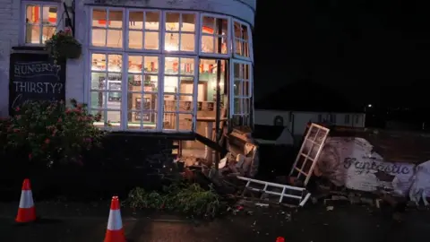 BBC Car has driven into the Golden Hind pub in Plymouth