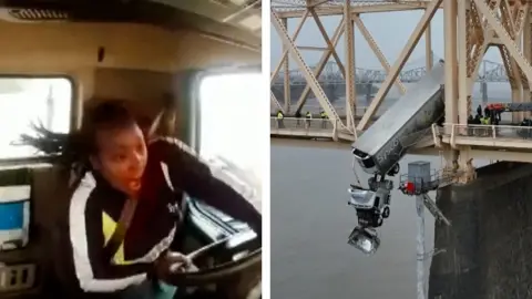 Dashcam video from truck hanging off bridge