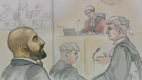 Court sketch of Zameer Ghumra