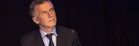 Getty Images President of Argentina Mauricio Macri looks on during the second session of the Argentine presidential debate