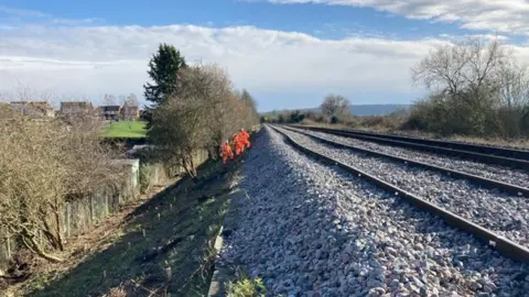 Network Rail The landslip viewed from the track