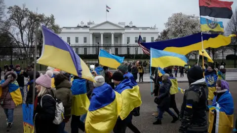 Ukrainian protestors in front of the White House