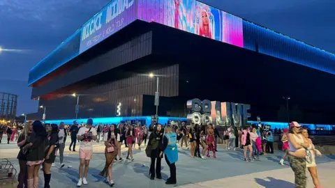 Fans leave the Manchester Co-op Live venue after the Nicki Minaj show was cancelled in Manchester, Britain, May 25, 2024. 