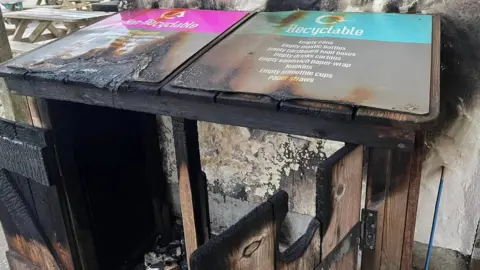 Swanpool Beach Cafe Burnt-out bins