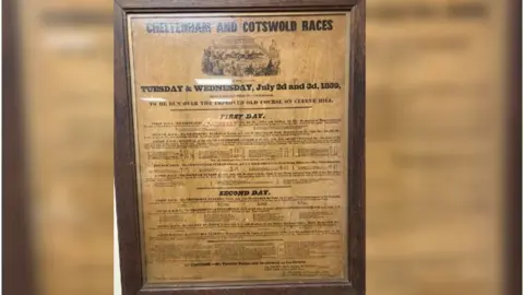 Gloucestershire Archaeology A poster advertising racing on Cleeve Hill from 1839