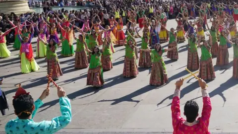 PA Media Dancers perform during the Diwali on the Square celebration, in Trafalgar Square