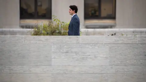 Getty Images Prime Minister of Canada Justin Trudeau departs a press availability at the Canadian Embassy in Washington