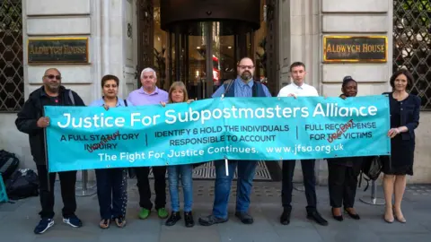 Members of the Justice For Subpostmasters Alliance at the inquiry 