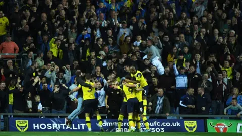 Getty Images Oxford celebrate at the Kassam against West Ham in September 2019