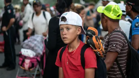 GUILLERMO ARIAS/AFP Honduran migrants seen in southern Mexico