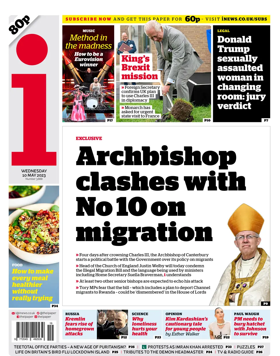 The front of the i newspaper.