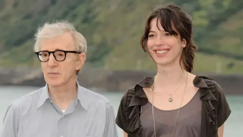 Getty Images Woody Allen with Rebecca Hall in 2008