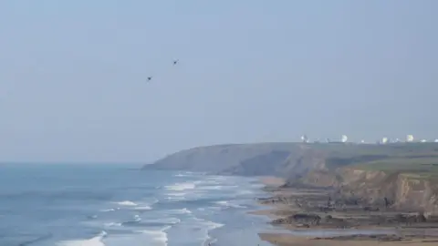 Helen Wilkins hawks flying by cliff