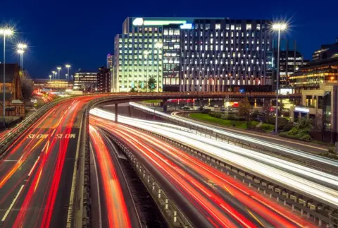 Getty Images Lights from traffic in Glasgow