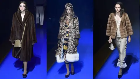 AFP Gucci models wearing fur