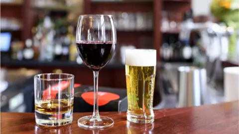 Getty Images spirits, wine and beer on a bar