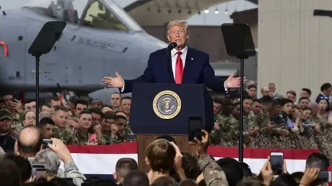 EPA Mr Trump also addressed US troops at the Osan Air Base in Pyeongtaek