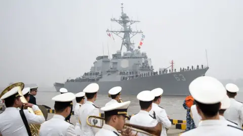 AFP The USS Stetham, in a photo from 2015, arrives at a port in Shanghai