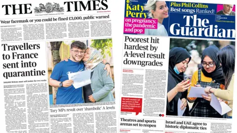 Composite image of the Times and Guardian newspapers
