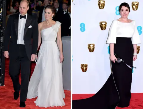 Getty Images The Duke and Duchess of Cambridge and Olivia Colman