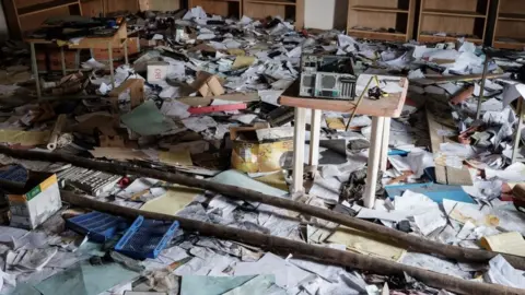 AFP A looted classroom is seen at Samre Technical College, being temporarily occupied by alleged Eritrean soldiers, in Samre, southwest of Mekelle in Tigray region, Ethiopia, on June 20, 2021.