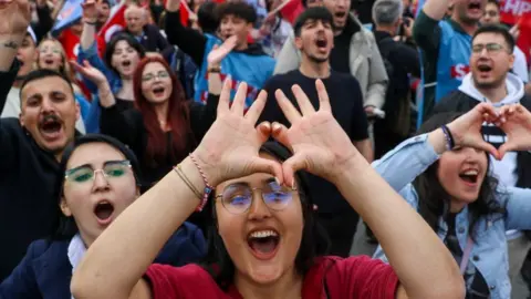 Getty Images Supporters at the Kilicdaroglu rally