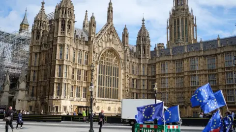 Getty Images EU flags at Wesminster
