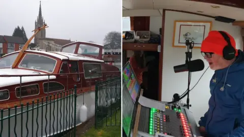 Virgin Radio Chris Evans broadcasting from his boat