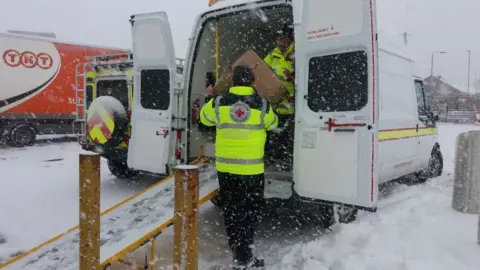 Red Cross Red Cross delivers temporary bedding to Glasgow Airport