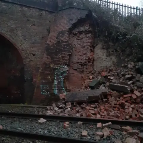 Network Rail Bricks on train track