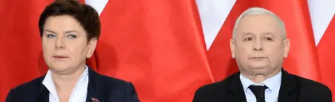 AFP File photo from December 21 2016 shows Polish Prime Minister Beata Szydlo and leader of Law and Justice party Jaroslaw Kaczynski