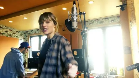 Instagram / @taylorswift Taylor Swift recording her new album