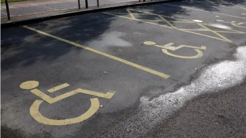 Disabled parking spaces at the Yorkshire Sculpture Park, near West Bretton, West Yorkshire