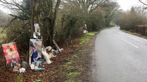 BBC Tributes on a roadside