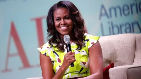 Getty Images Michelle Obama discusses her memoir Becoming during the 2018 American Library Association Annual Conference on June 22, 2018 in New Orleans, Louisiana