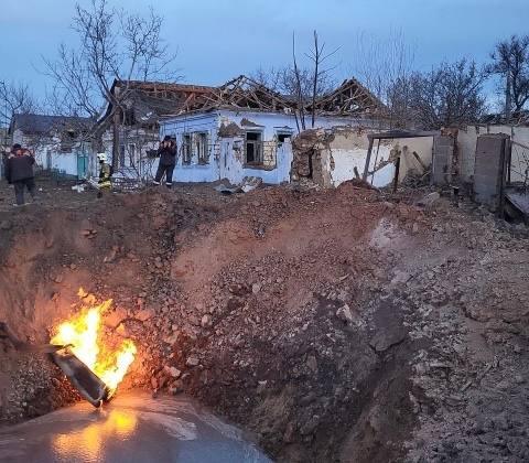 Site of the airstrike in Mykolaiv