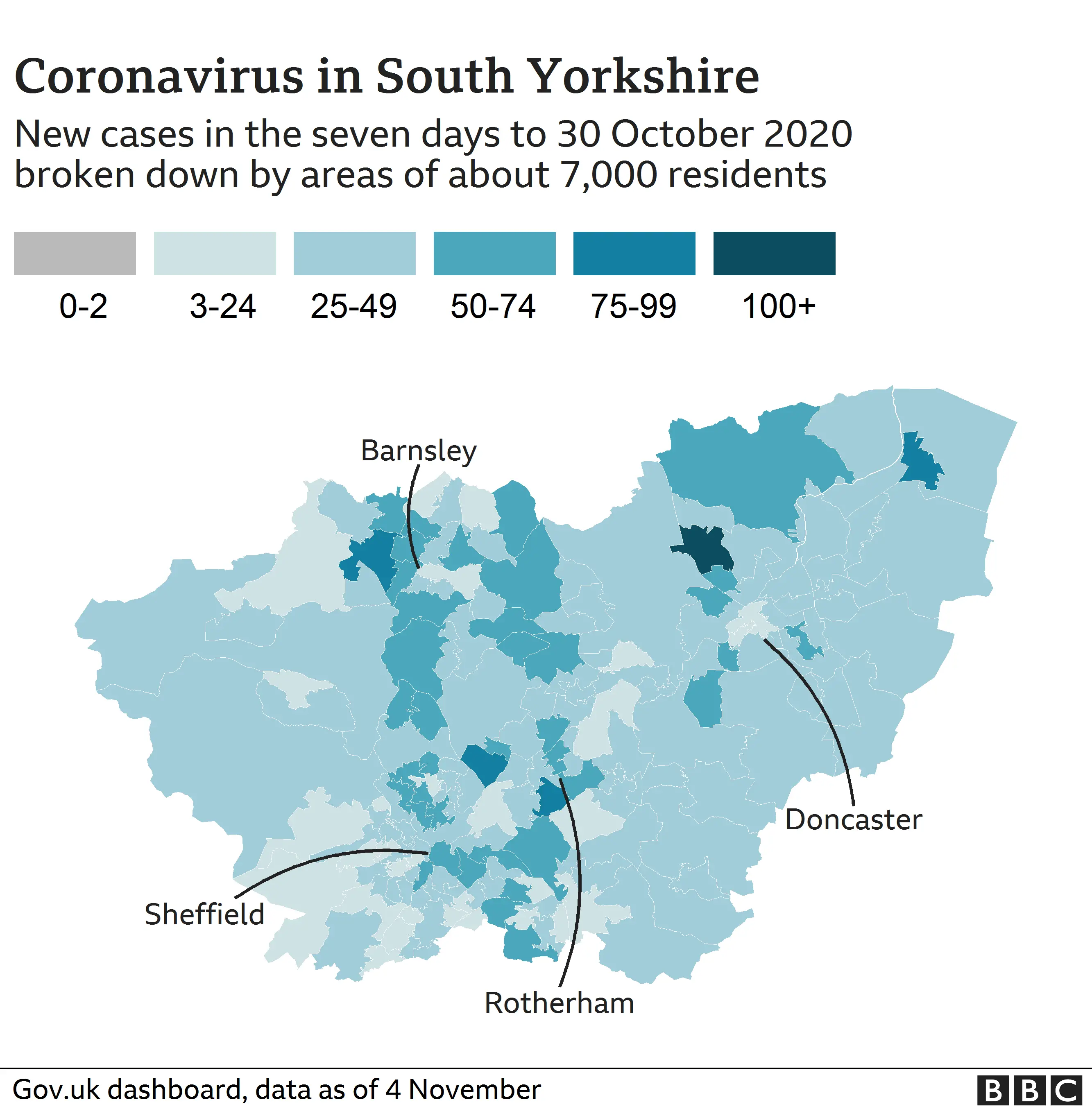 coronavirus map South Yorkshire