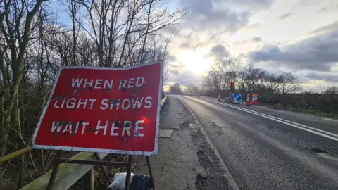 Stuart Woodward / BBC Roadworks on a bridge over the A12 in Essex.