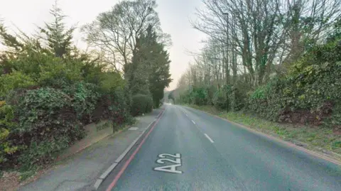 A section of country road. 