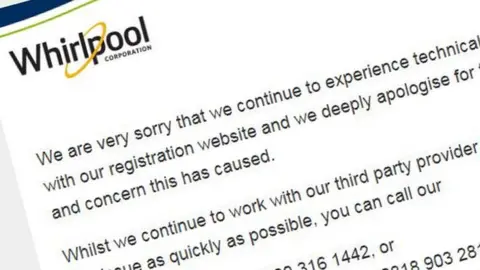BBC Whirlpool recall website