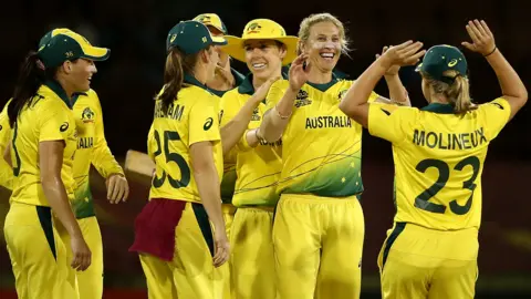 Australia celebrate a Pakistan wicket