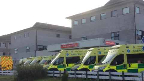 ambulances queuing