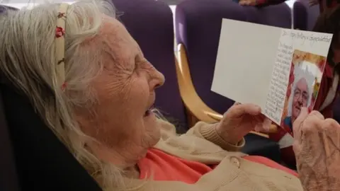 Eamon Bourke Decima Minhinnick pictured on her 90th birthday