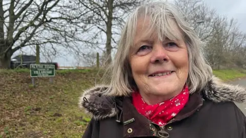 ANDREW TURNER/BBC Councillor Penny Carpenter stands near the Caister Bypass where young oaks have been illegally felled.