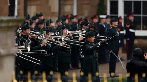 Getty Images The band of the Royal Irish Regiment performing during the ceremony at Hillsborough Castle