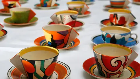 Getty Images A collection of one hundred teacups by Clarice Cliff went on display at Bonhams in London in 2008